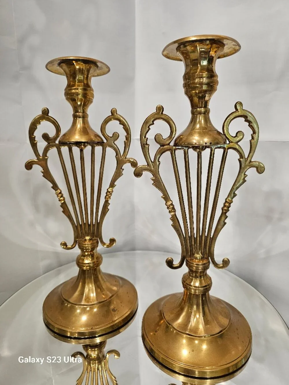 Pair of Large Vintage Brass Candle Stick Holders